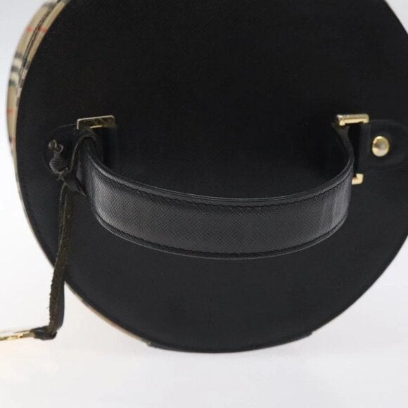 Burberrys Nova Check Hand Bag Canvas Beige Gold Auth 118660 - Picture 10 of 16